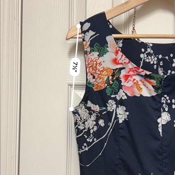 Flower navy blue midi dress - Picture 9 of 9